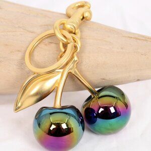 Iridescent Cherry Charm Keychain